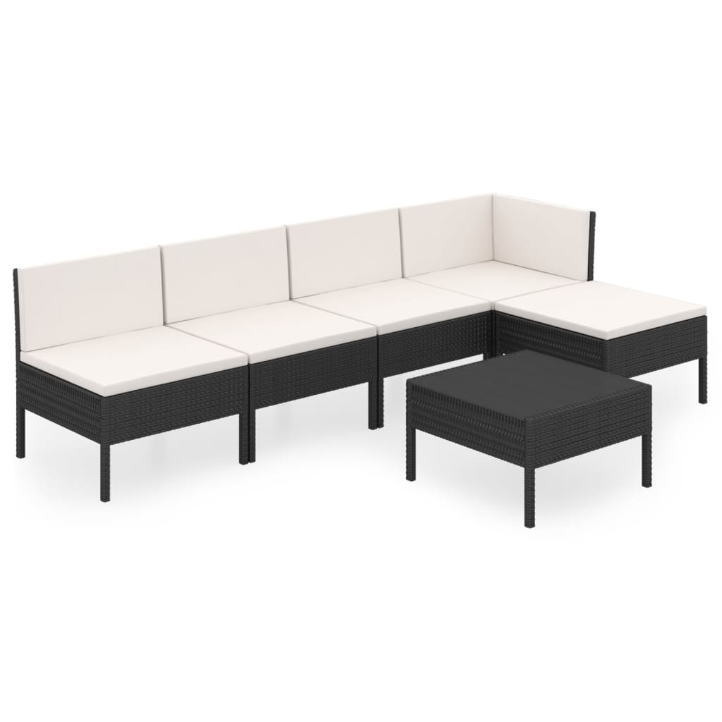 Garden Lounge Set Black, Cream White
