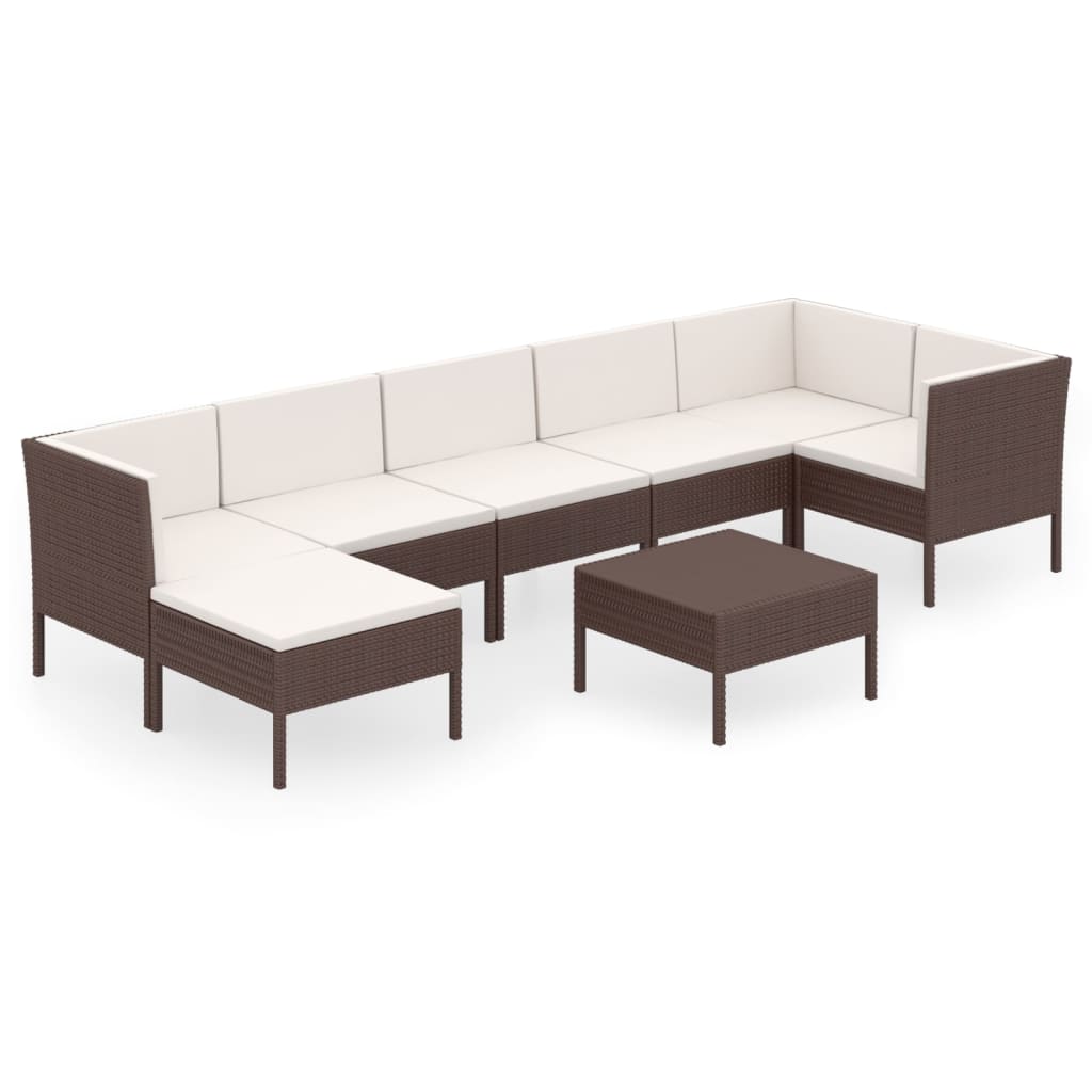 Outdoor Lounge Set Brown PE rattan Large Removable Covers
