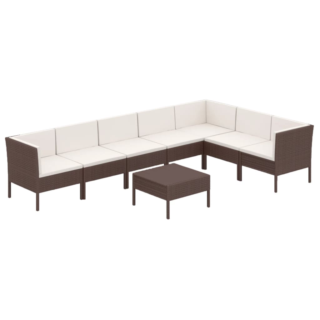 Garden Lounge Set Brown PE rattan Large Modular