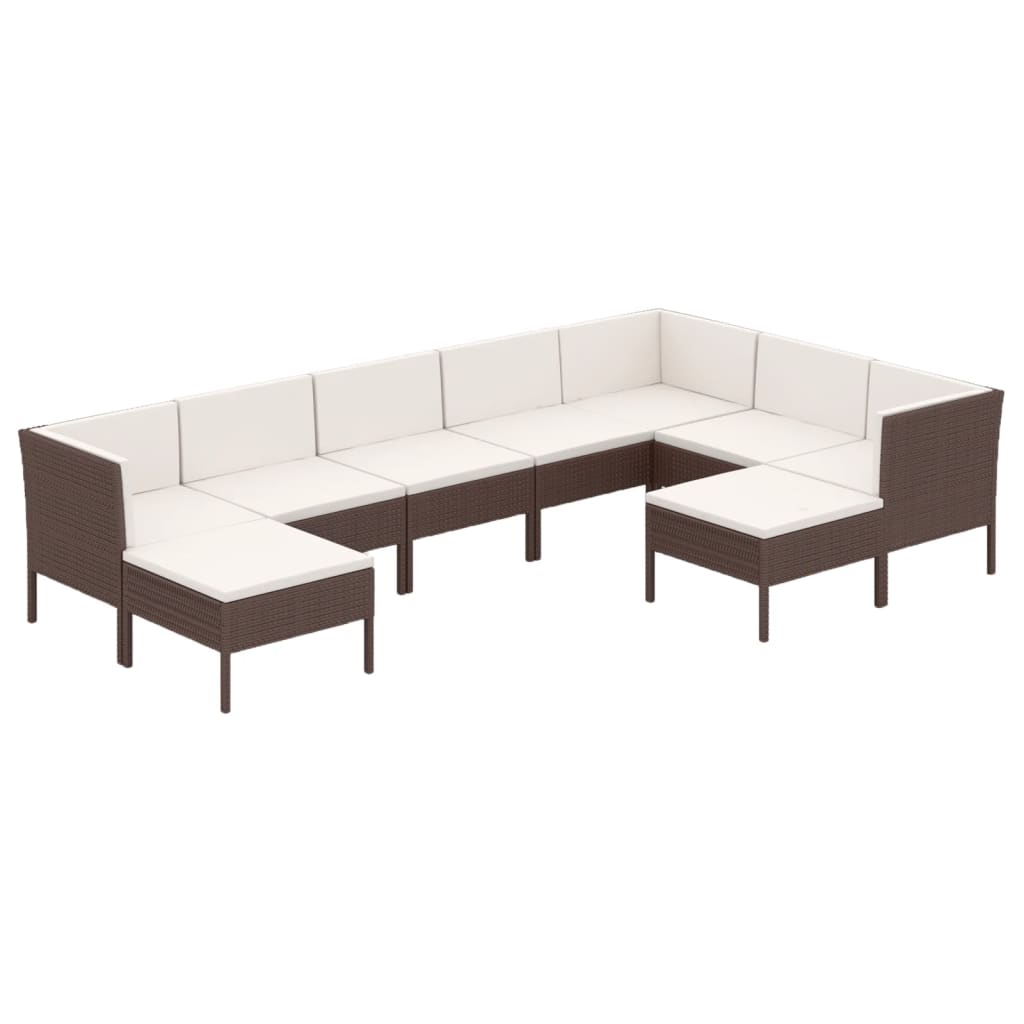 Garden Lounge Set Brown and Cream White