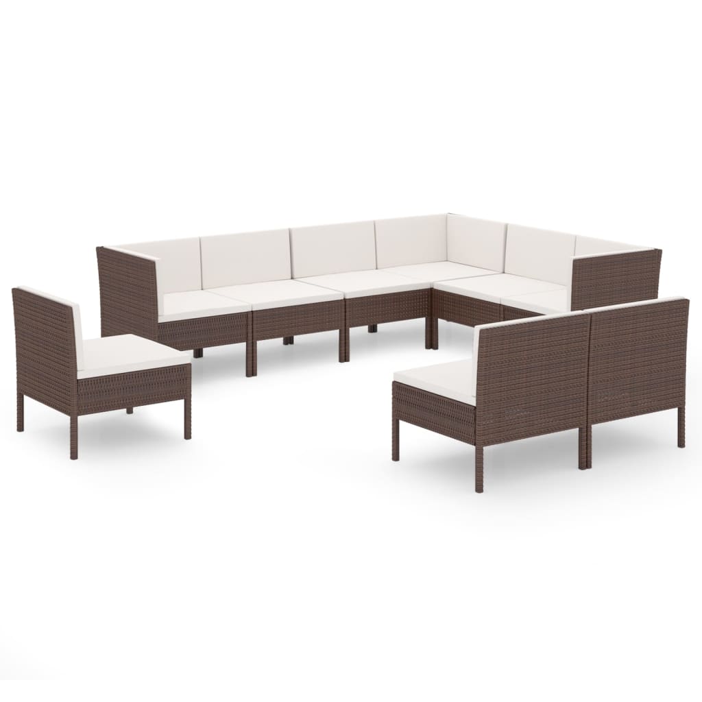 Garden Lounge Set Brown, Rattan PE Rattan Large Modular