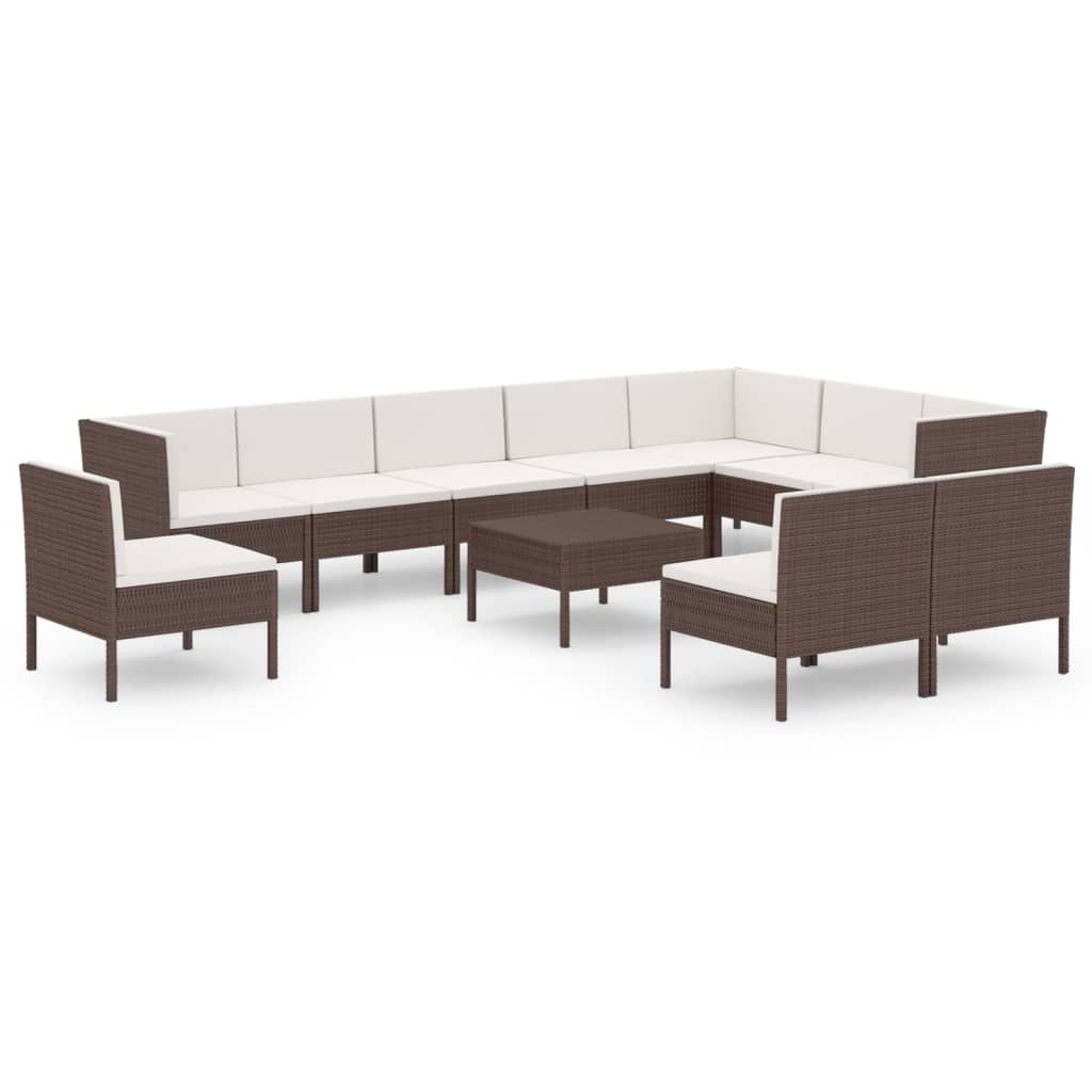 Garden Lounge Set Brown PE Rattan Large Modular