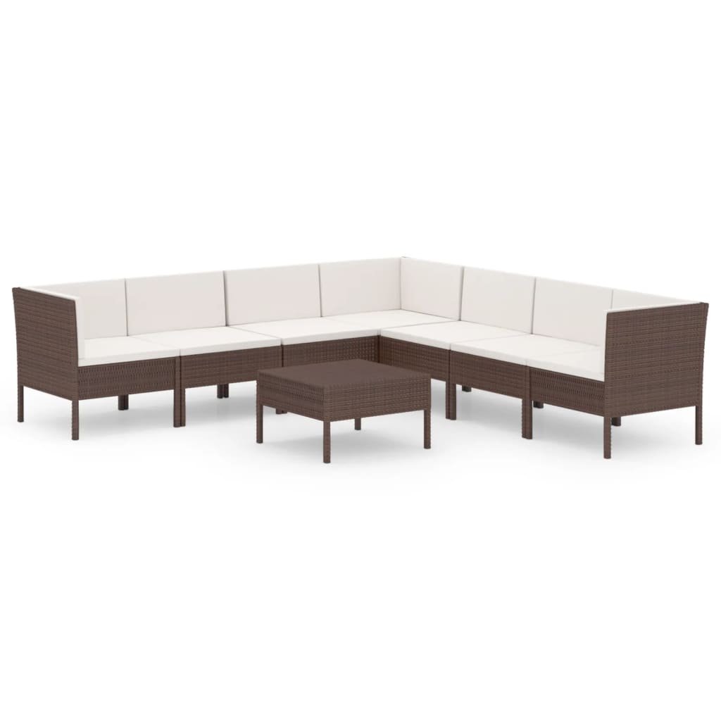 Garden Lounge Set Brown, Cream White
