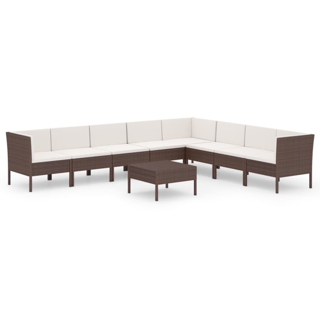 Garden Lounge Set Brown, Cream White