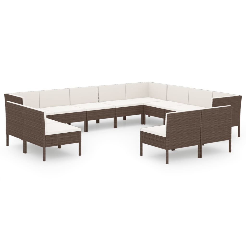 Garden Lounge Set Brown, Cream White