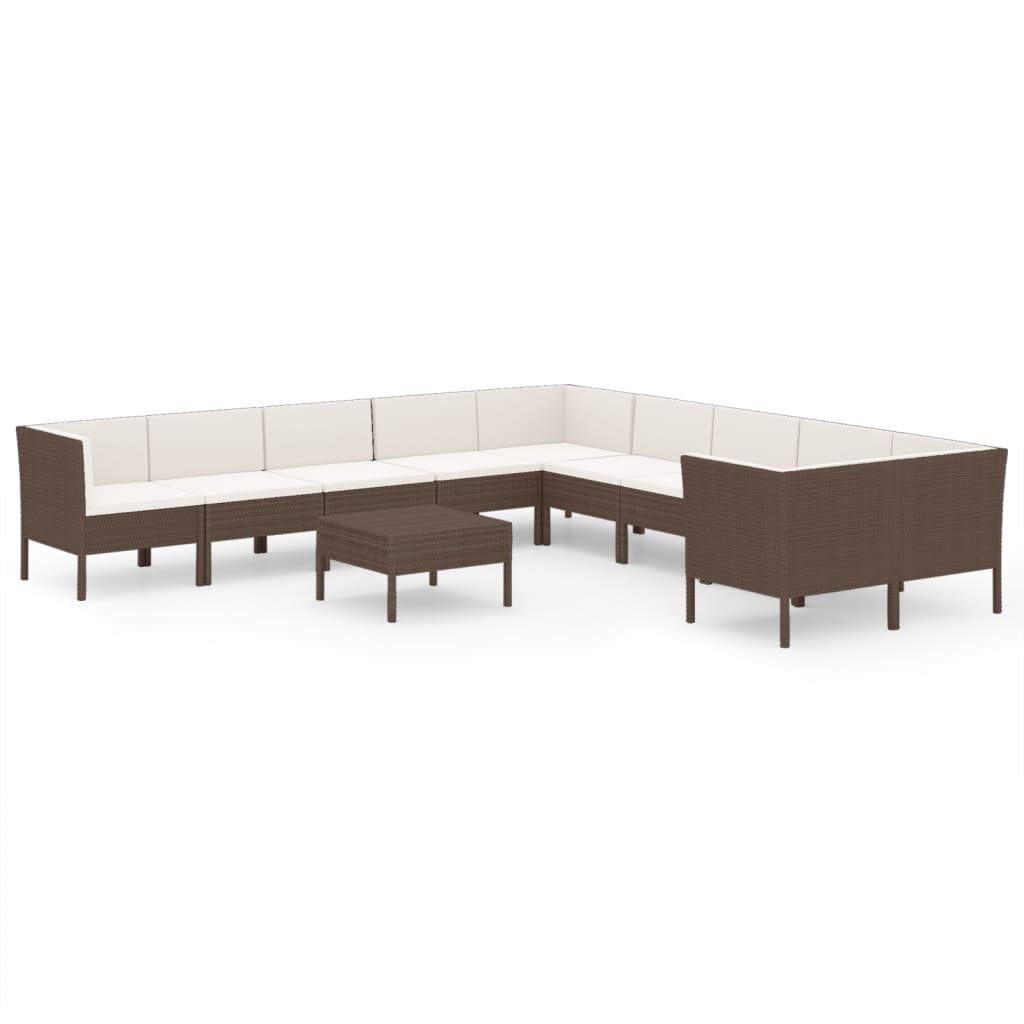 Garden Lounge Set Brown PE Rattan Large Modular