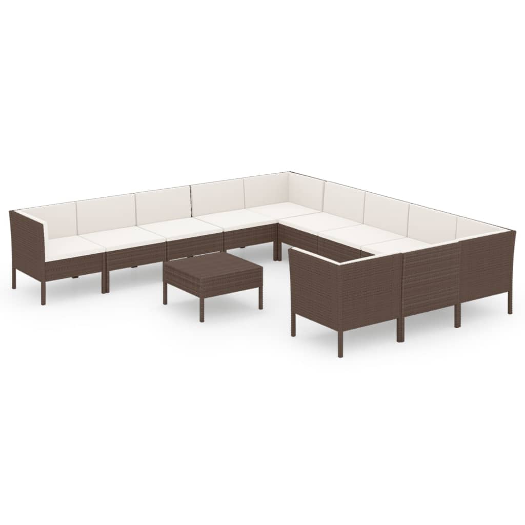 Garden Lounge Set Brown PE rattan Large Modular