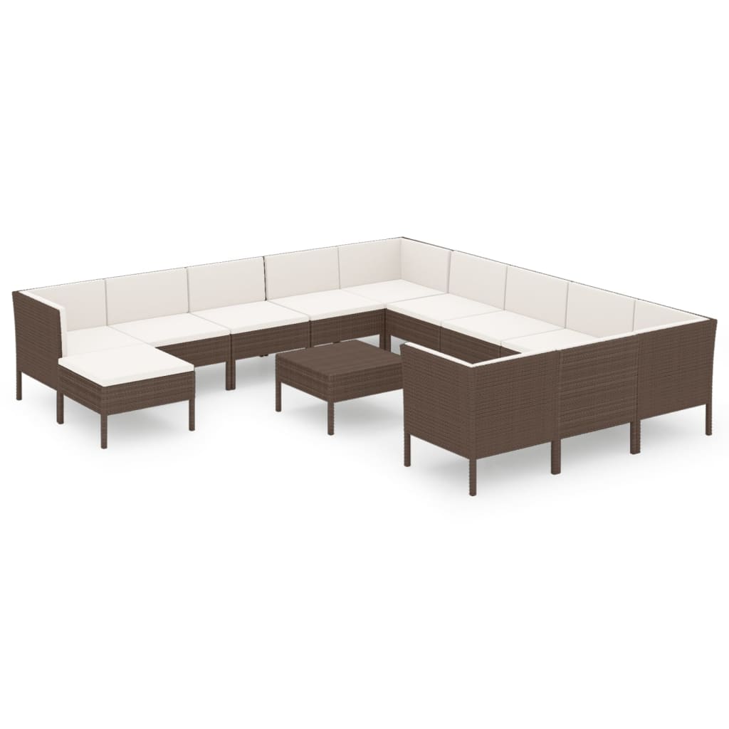 Garden Lounge Set Brown PE Rattan Large Removable Covers