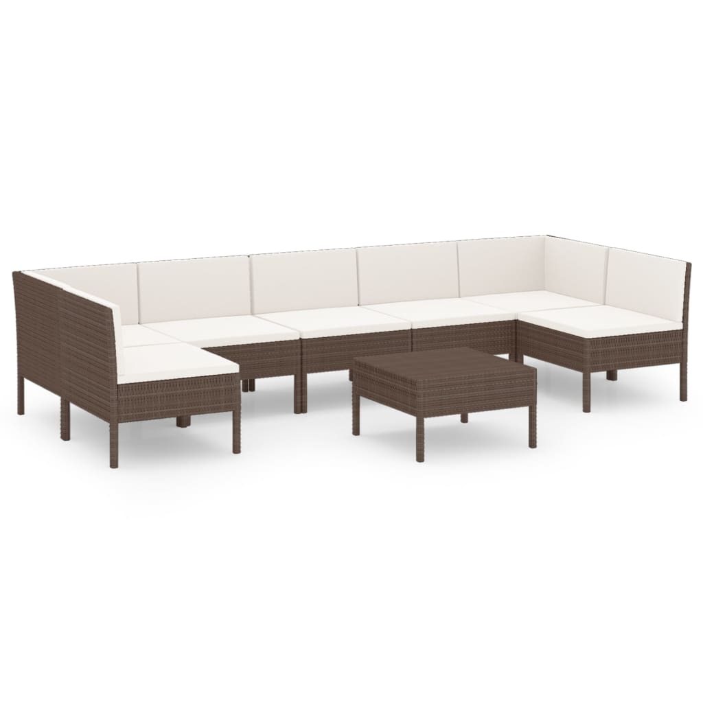 Garden Lounge Set Brown, Cream White