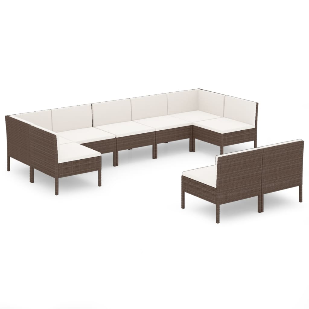 Garden Lounge Set Brown PE Rattan Large Modular