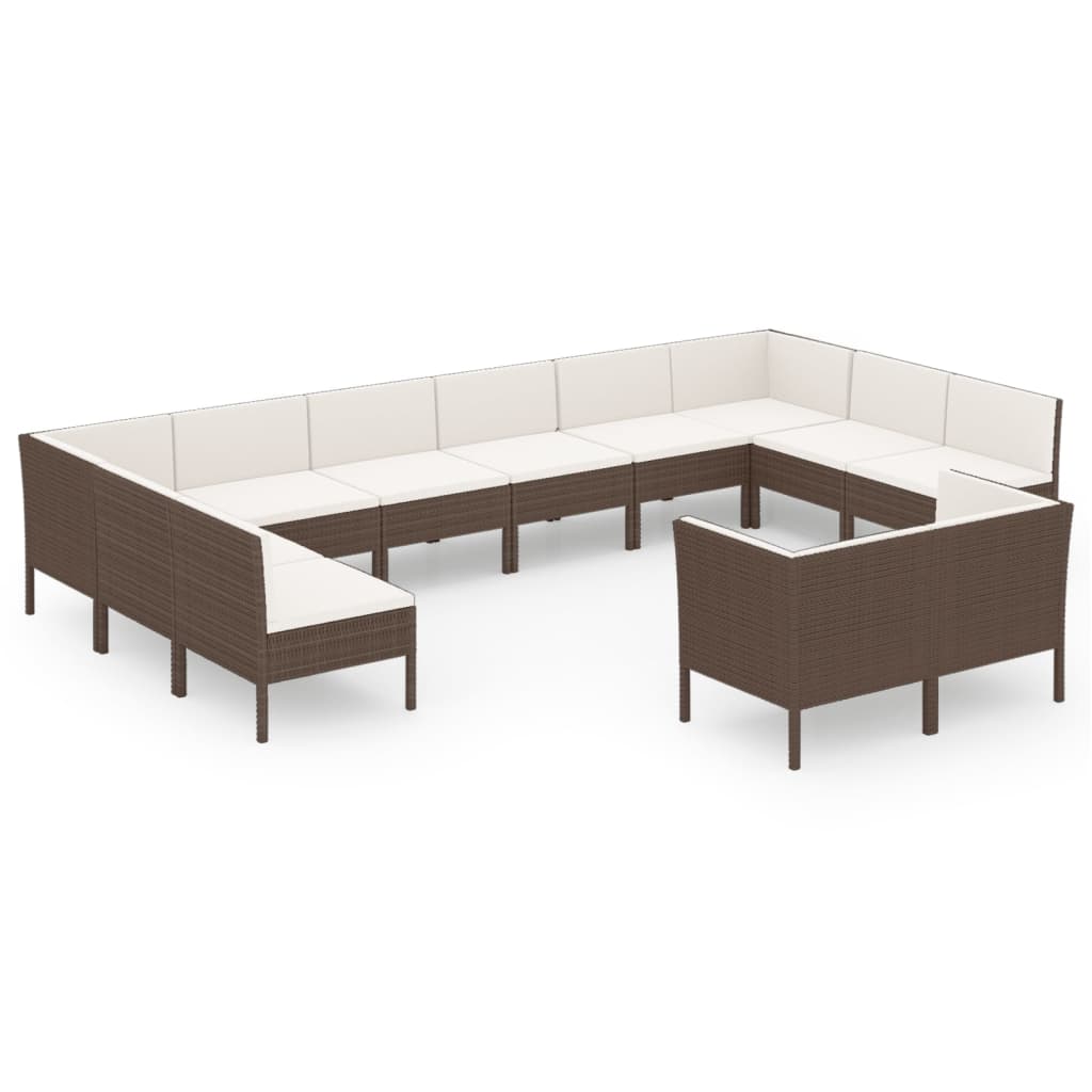 Garden Lounge Set Brown and Cream White