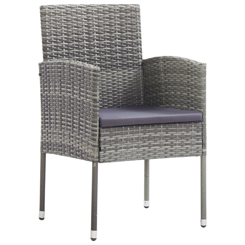 Garden Chair Set of 2 Gray PE rattan, steel, 100% polyester