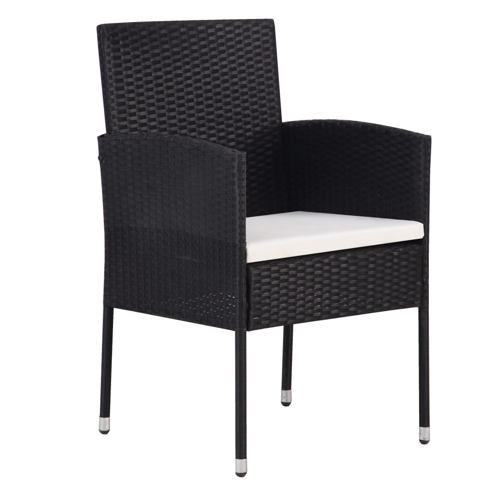Garden Chair Set of 4 Black, Cream White
