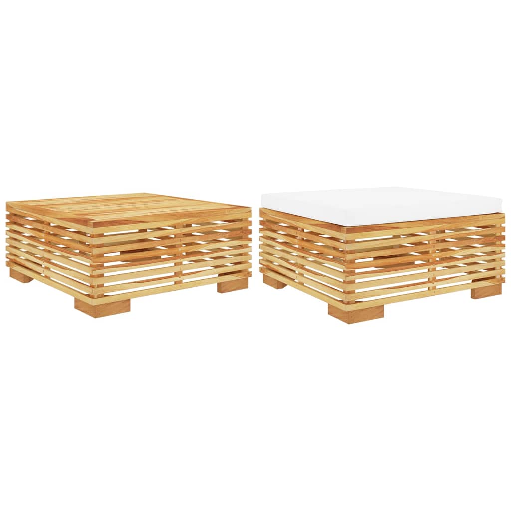 Garden Lounge Set Cream Solid teak wood, polyester Medium