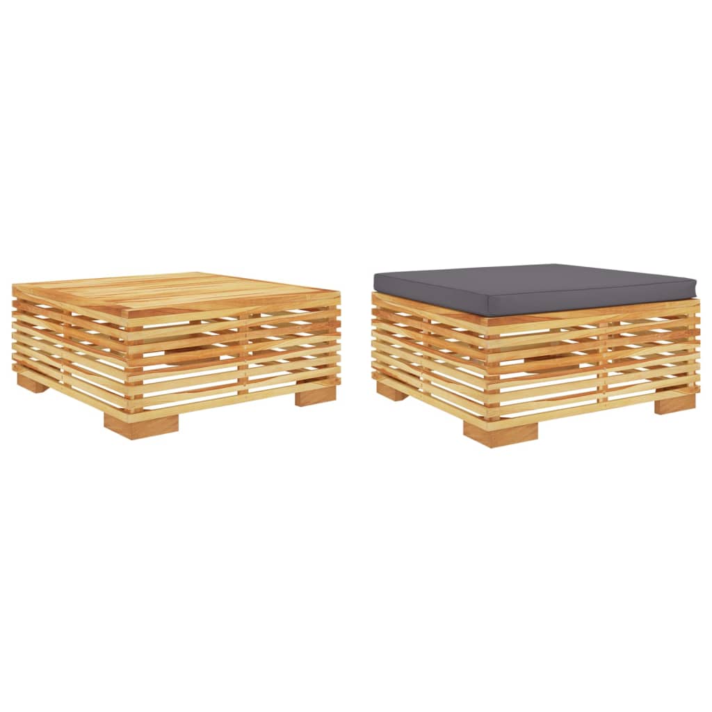 Garden Lounge Set Dark grey cushion, natural teak wood