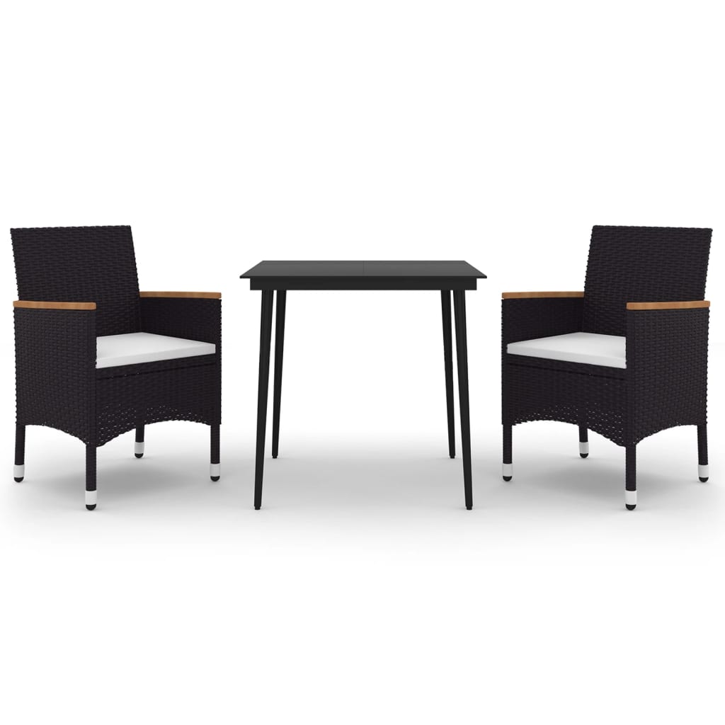 Garden Dining Set Black Table PE rattan Medium Durable