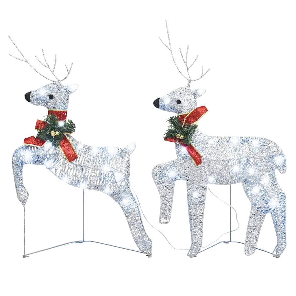Christmas Reindeer Set of 2 Silver Mesh and Metal Medium