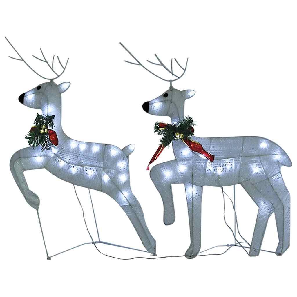 Christmas Reindeer Set of 2 White Mesh Medium Decorative Inlays