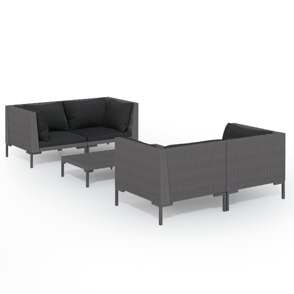 Garden Lounge Set Dark Grey Powder-coated steel Medium