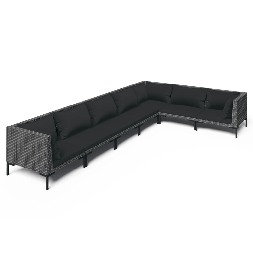 Garden Lounge Set Dark Grey, Black