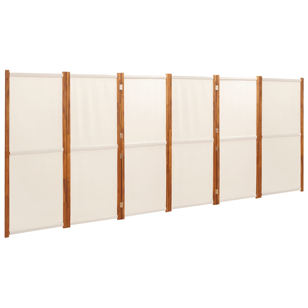 6-Panel Room Divider Cream White 165.4"x70.9"