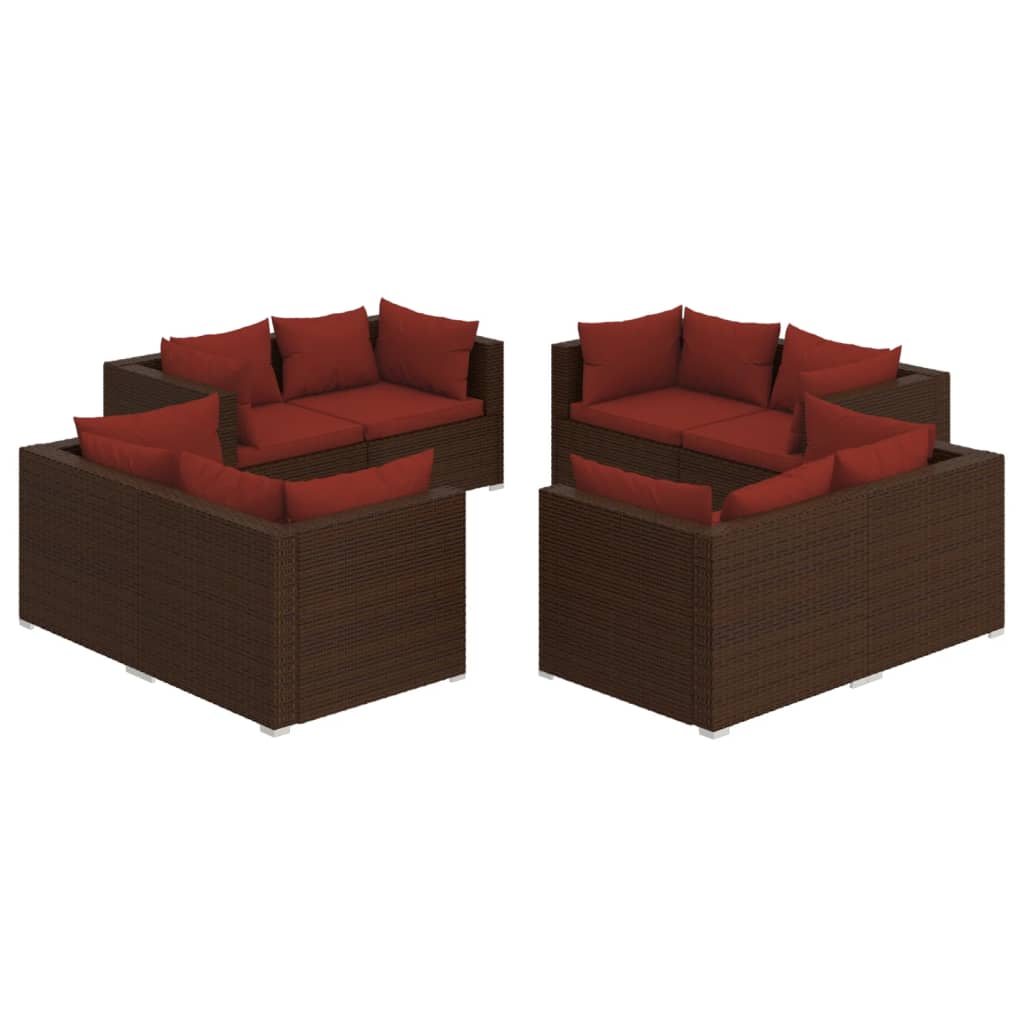 Garden Lounge Set Brown PE rattan 8-piece Modular