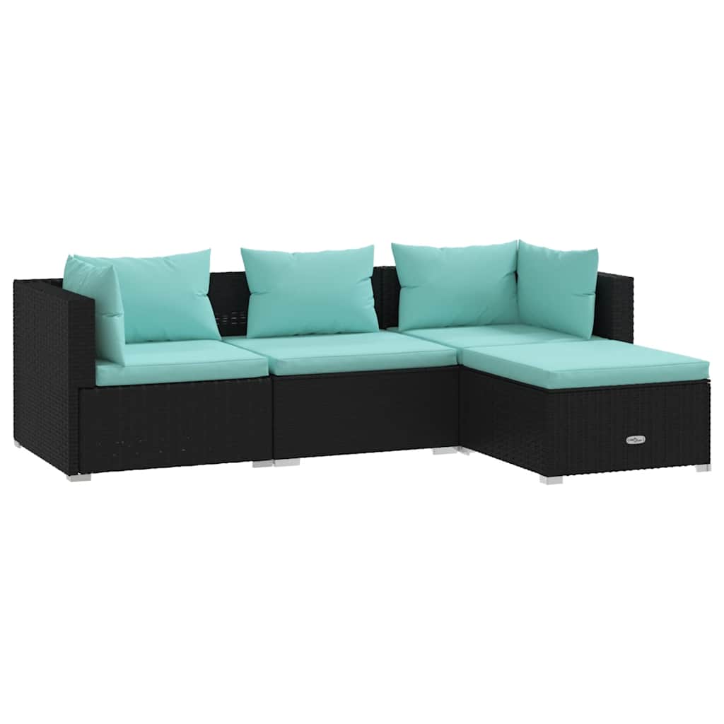 Garden Lounge Set Black PE Rattan Medium Modular