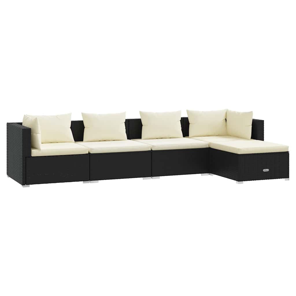 Garden Lounge Set Black, Cream