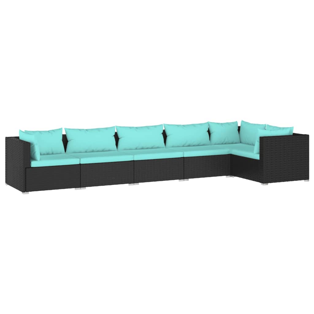 Garden Lounge Set Black PE rattan Medium Modular