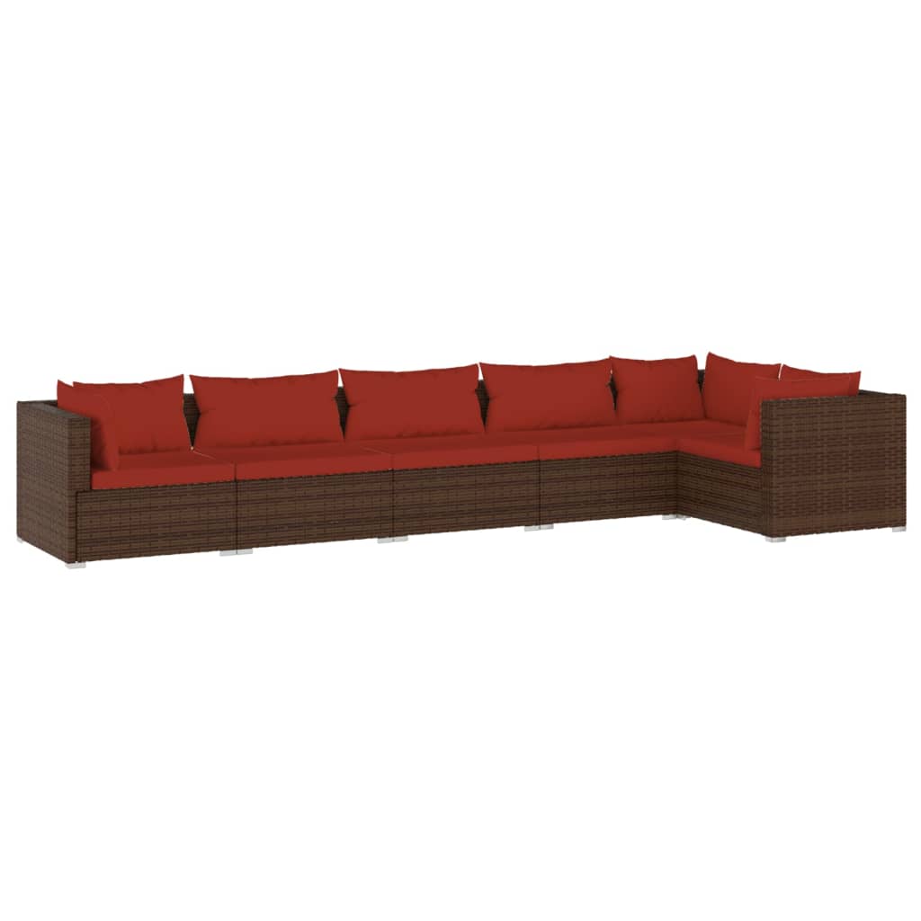 Garden Lounge Set Brown and Cinnamon Red