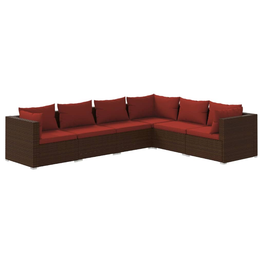 Garden Lounge Set Brown and Cinnamon Red