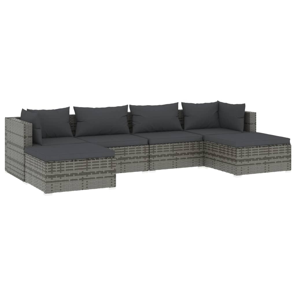 Garden Lounge Set Grey PE rattan, powder-coated steel, plastic