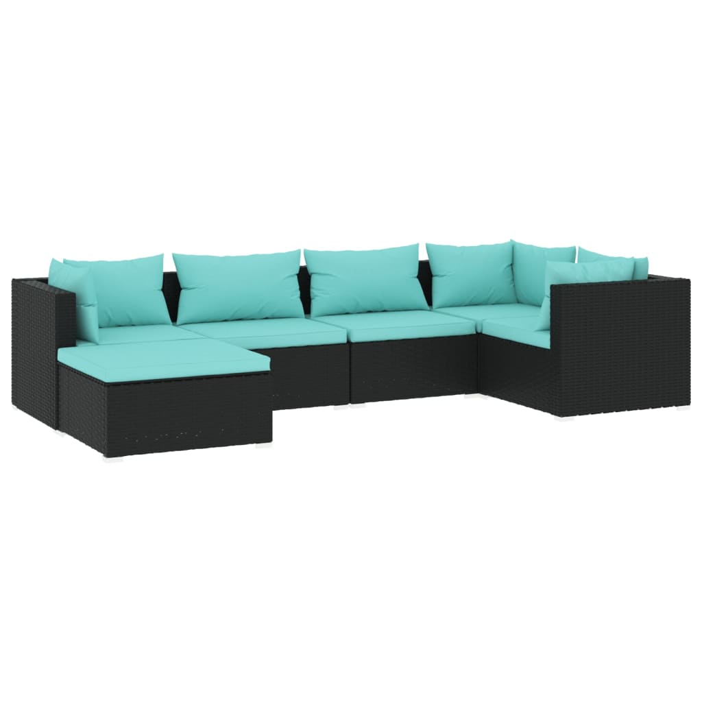 Garden Lounge Set Black and Water Blue