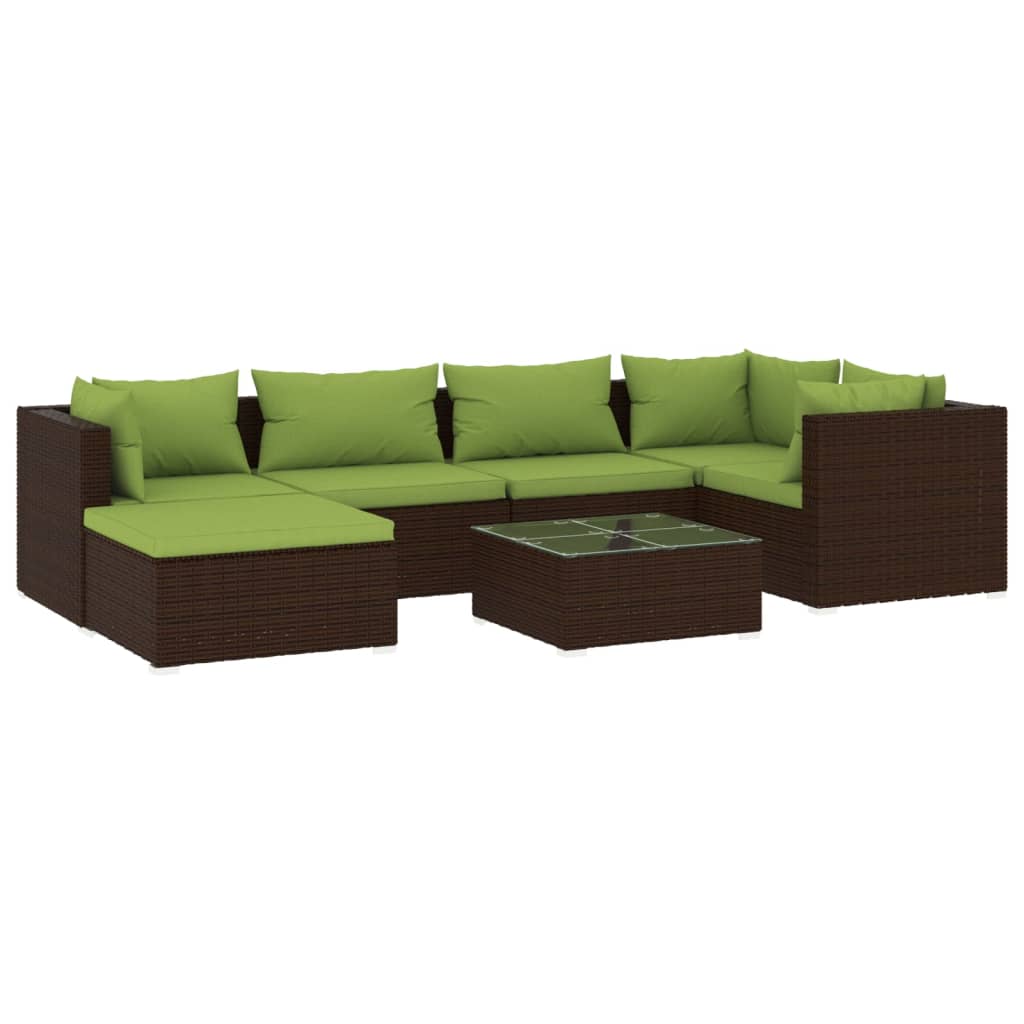 Outdoor Lounge Set Brown PE rattan, powder-coated steel Large