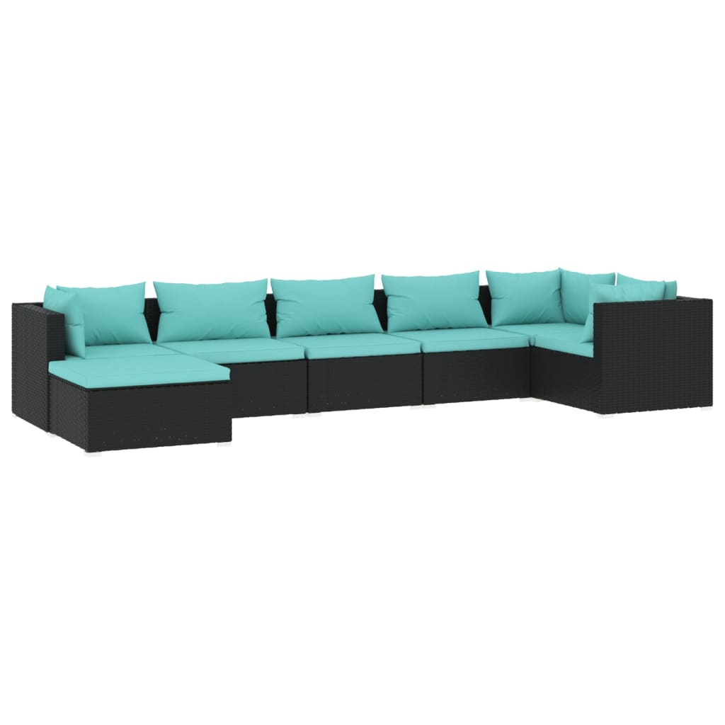 Garden Lounge Set Black and Water Blue