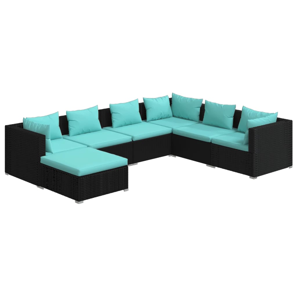 Garden Lounge Set Black and Water Blue