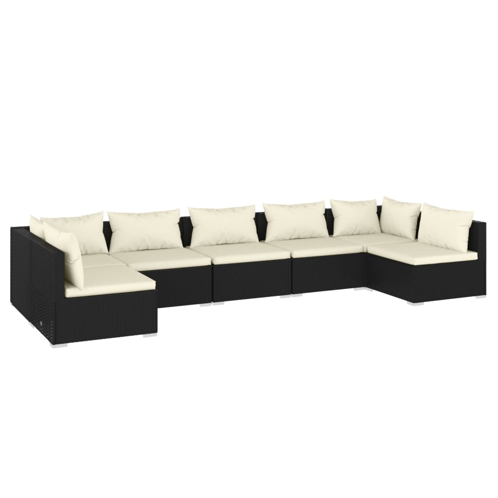 Garden Lounge Set Black with Cream cushions