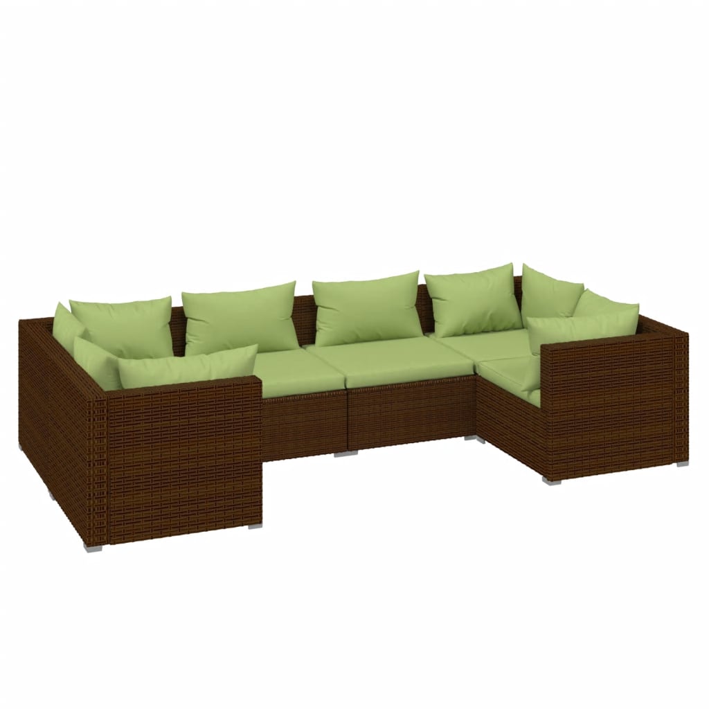 Garden Lounge Set Brown with green cushions