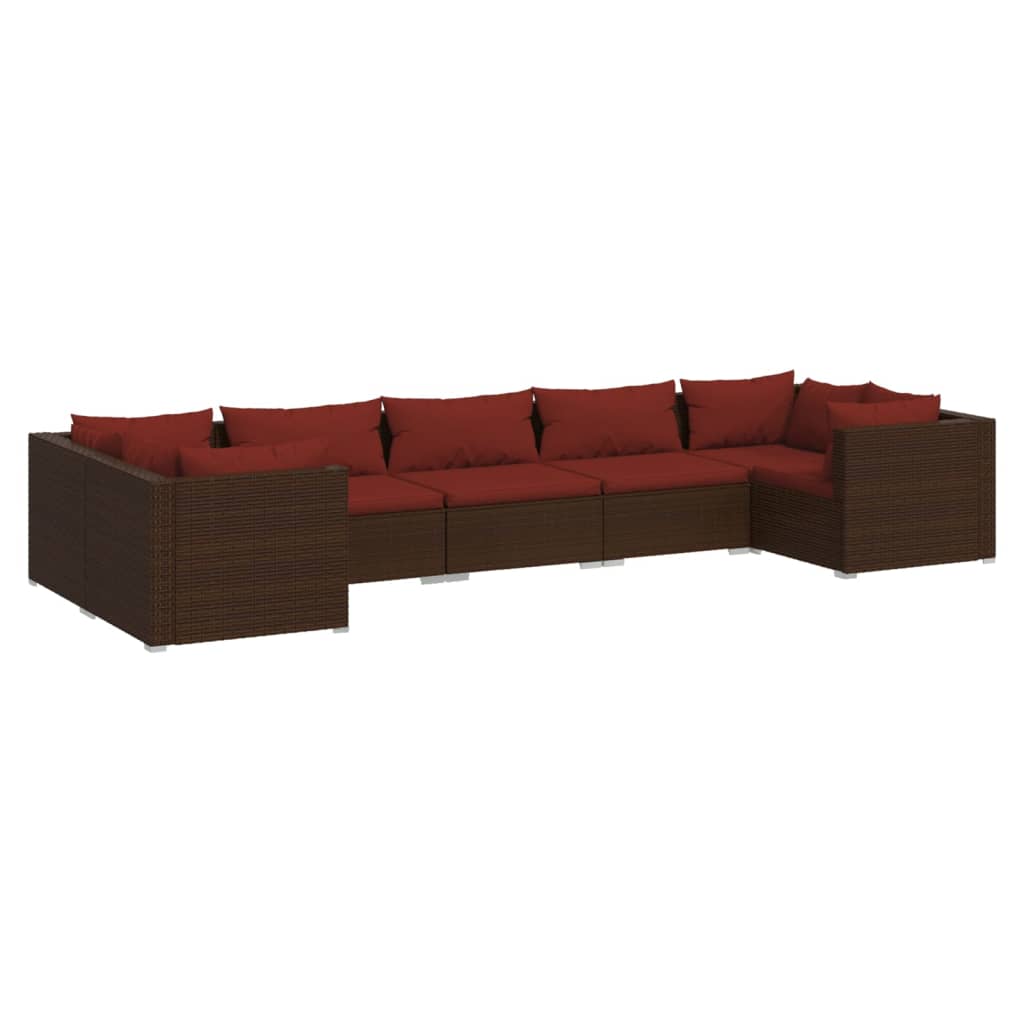 Garden Lounge Set Brown and Cinnamon Red