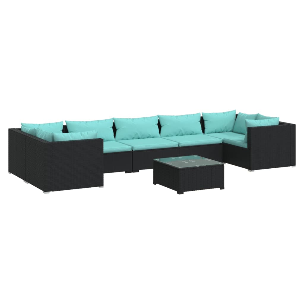 Garden Lounge Set Black and Water Blue