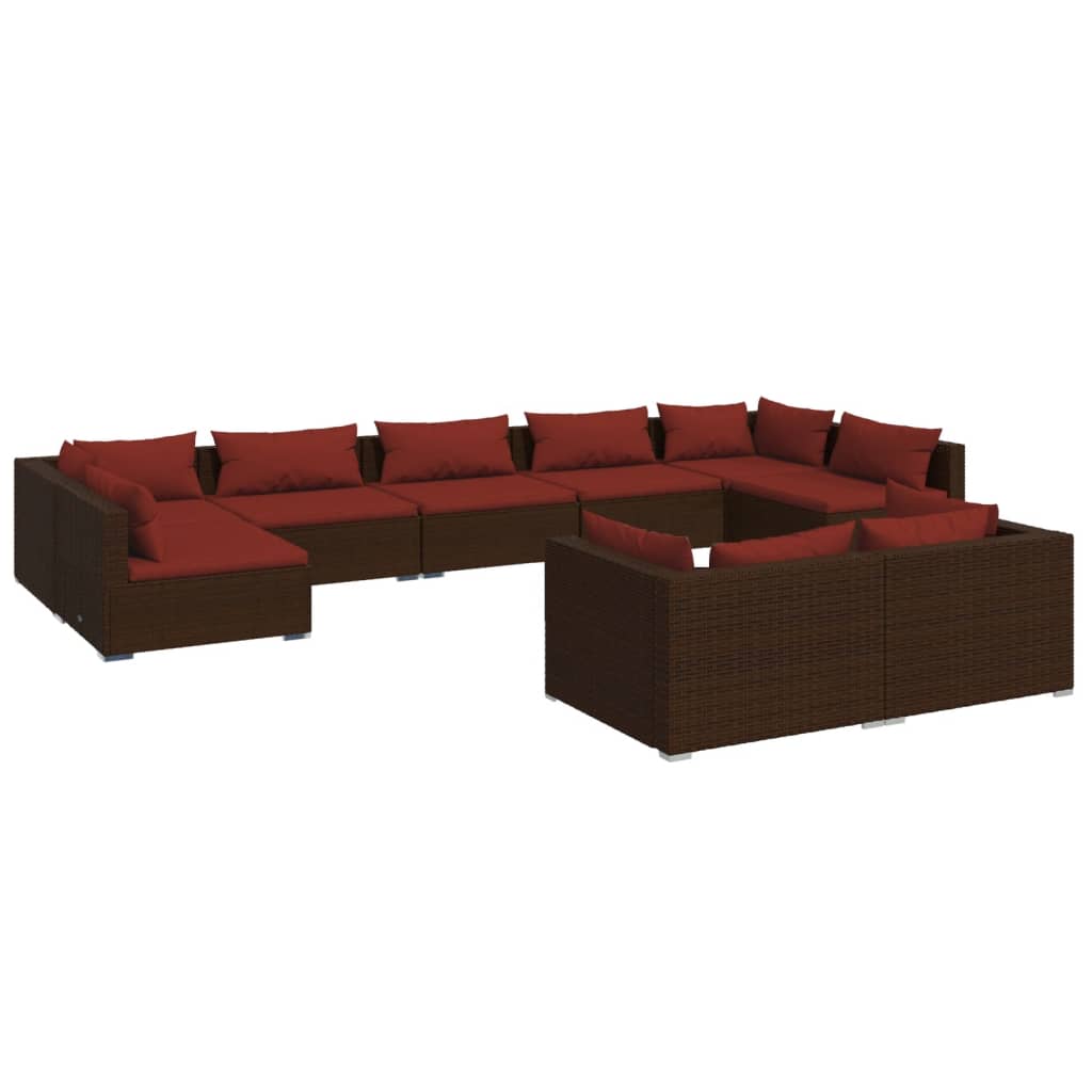 Garden Lounge Set Brown & Cinnamon red