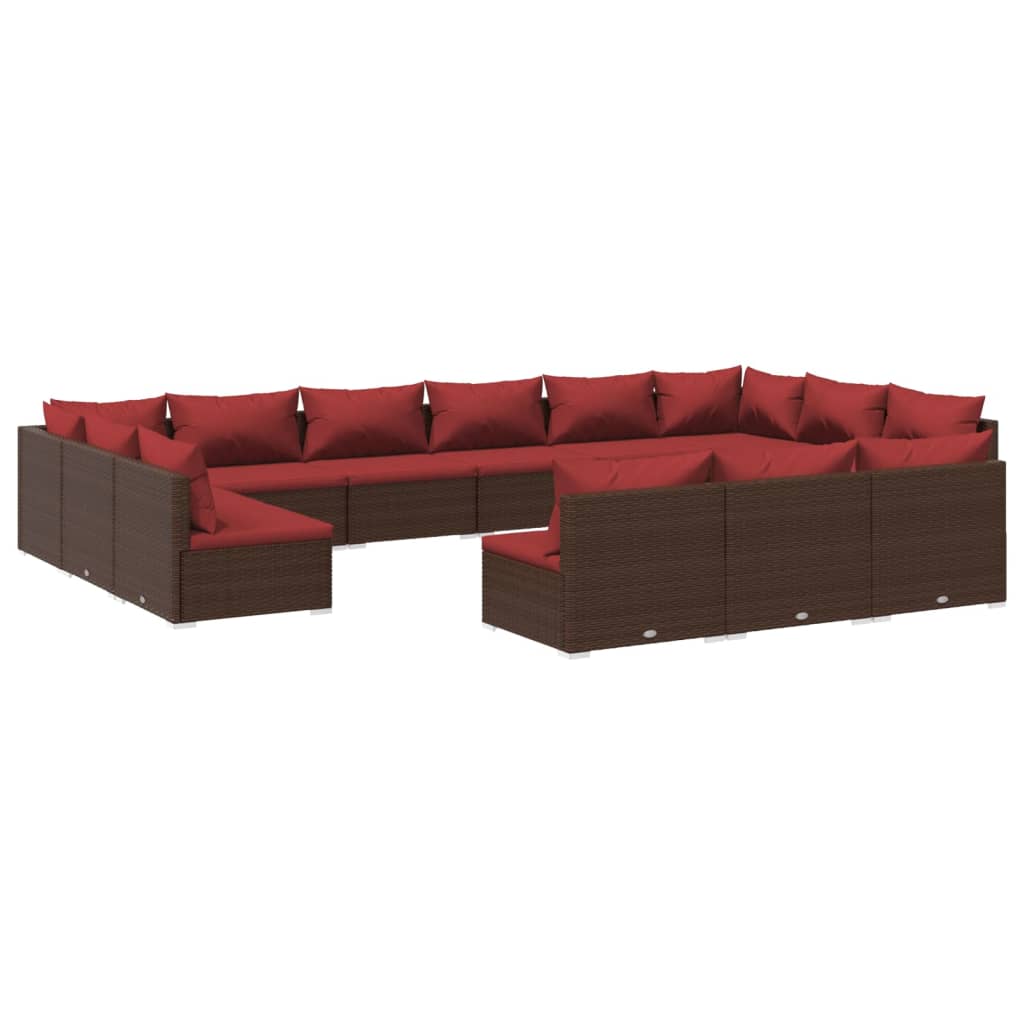 Garden Lounge Set Brown PE rattan, powder-coated steel Large