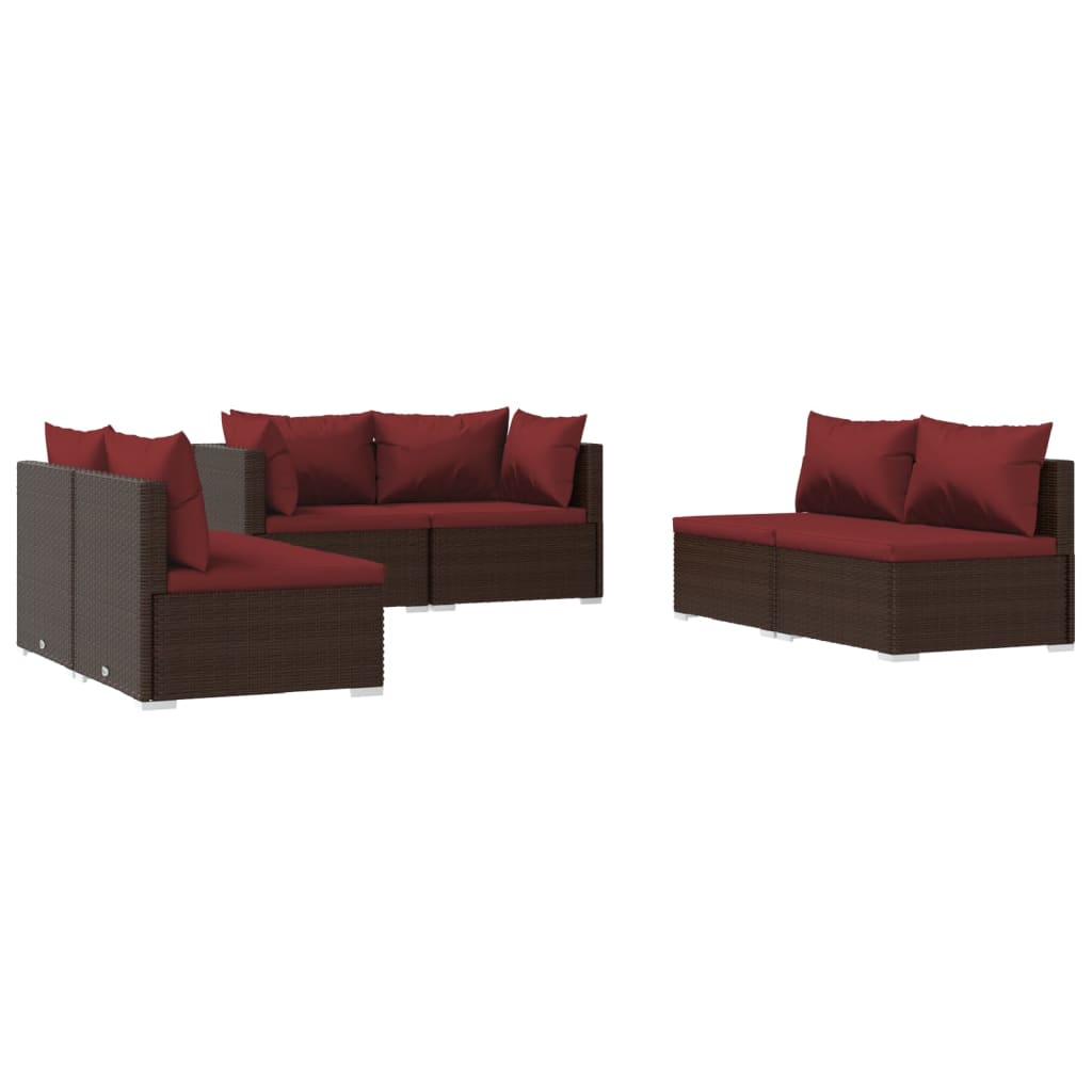 Garden Lounge Set Brown and Cinnamon Red