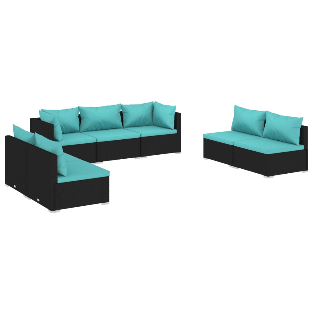 Garden Lounge Set Black PE Rattan Medium Modular