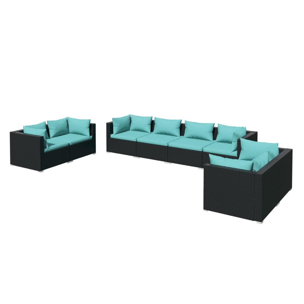 Garden Lounge Set Black and Water Blue