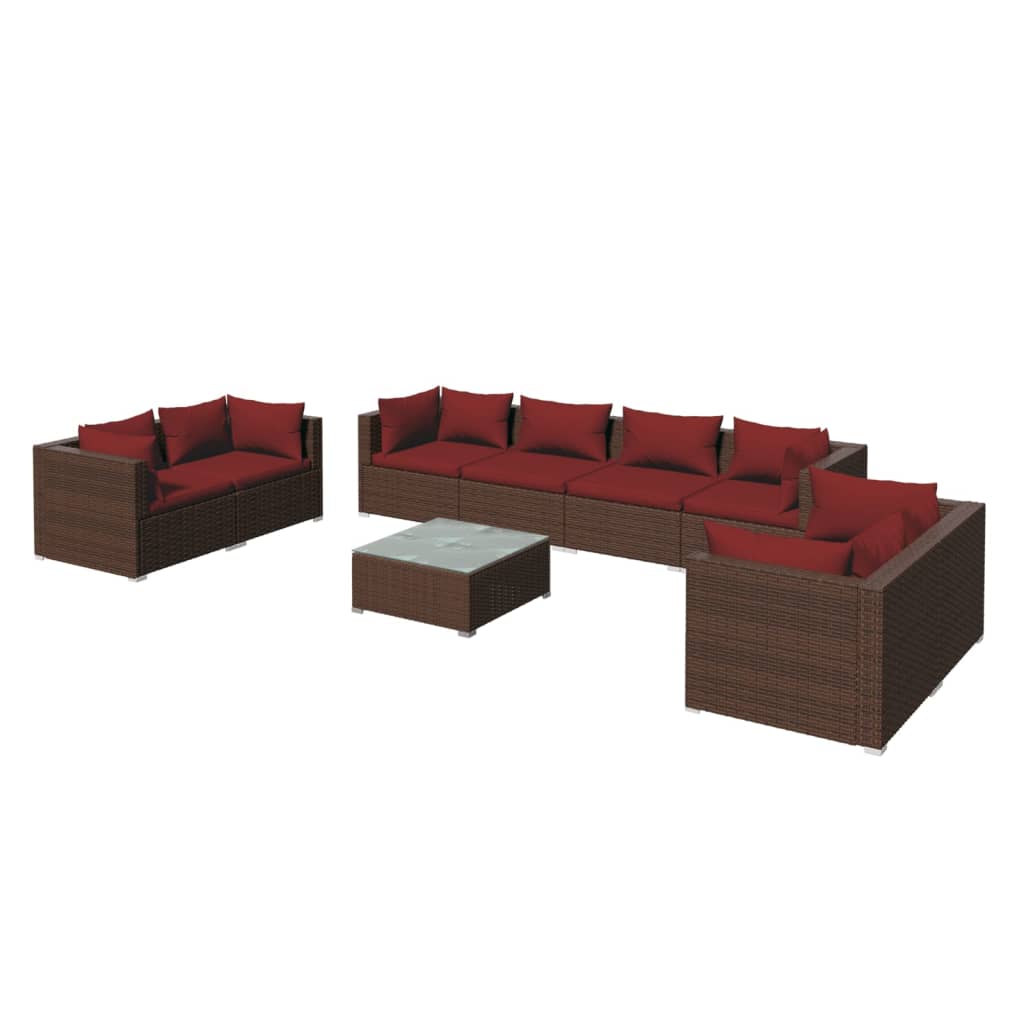 Garden Lounge Set Brown PE rattan Large Modular