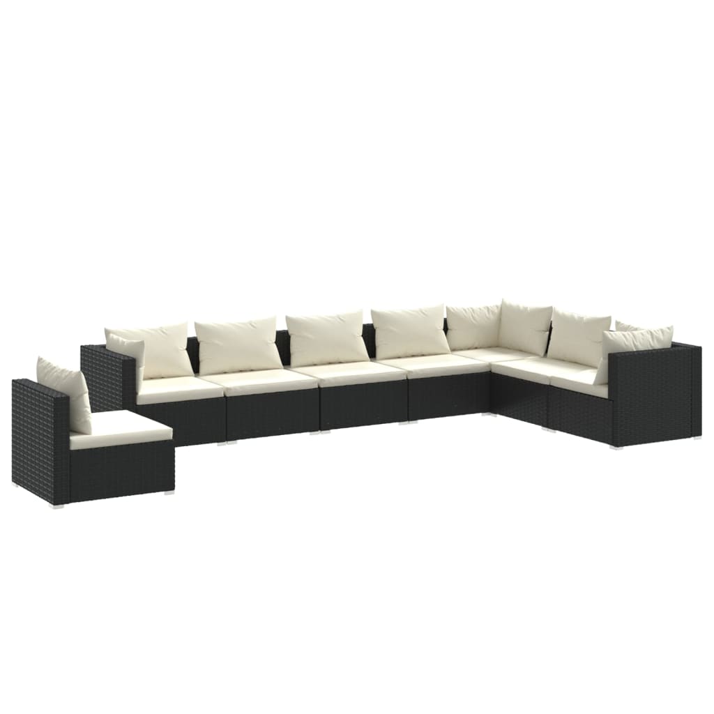 Garden Lounge Set Black PE rattan Large Modular