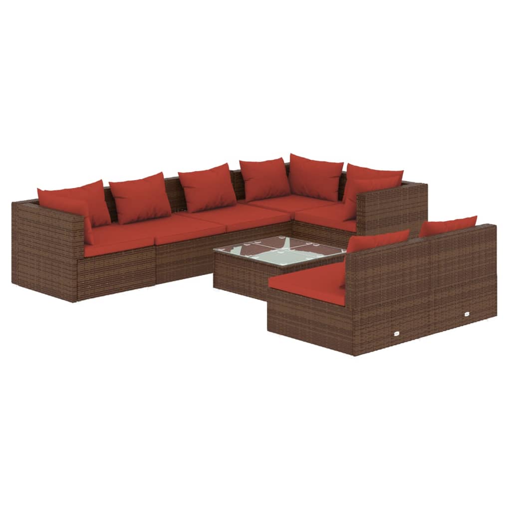 Garden Lounge Set Brown and Cinnamon Red