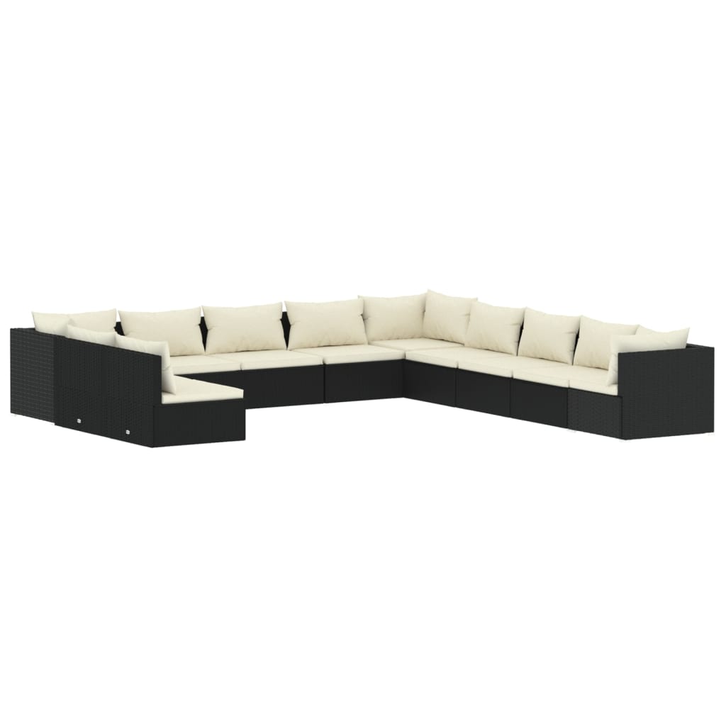 Garden Lounge Set Black PE rattan Large Modular