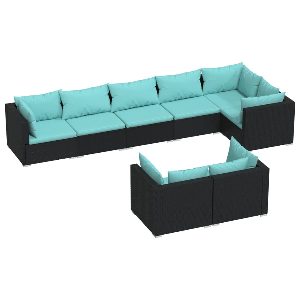 Garden Lounge Set Black and Water Blue